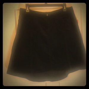 Black Cord Flared High Low Skirt